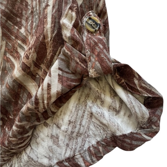 Democracy Women's BOHO Brown Hight Rise Palm Print Wide Leg Cropped Pants Size 4 - Picture 4 of 12